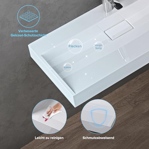 doporro Waschbecken Aufsatzwaschbecken Mineralguss Hängewaschbecken mit Nano-Beschichtung inkl. Ablaufgarnitur Col19