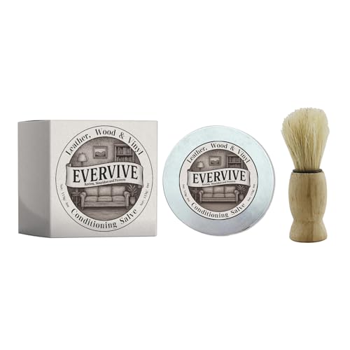 Evervive Leather Conditioner, Leather Cream, Furniture Repair, Leather & Furniture Repair Salve Applicator Brush, Furniture Salve for Leather