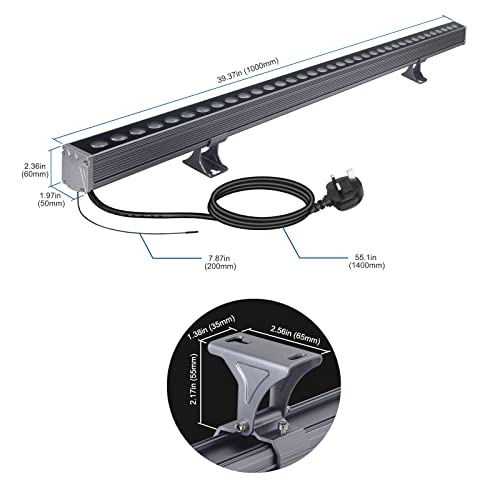 144W RGBW+6000K LED Wall Washer Light Bar, 40" Color Changing Spot Light, Remote Control, Indoor/Outdoor, Wall Mount, Modern Style - Image 5