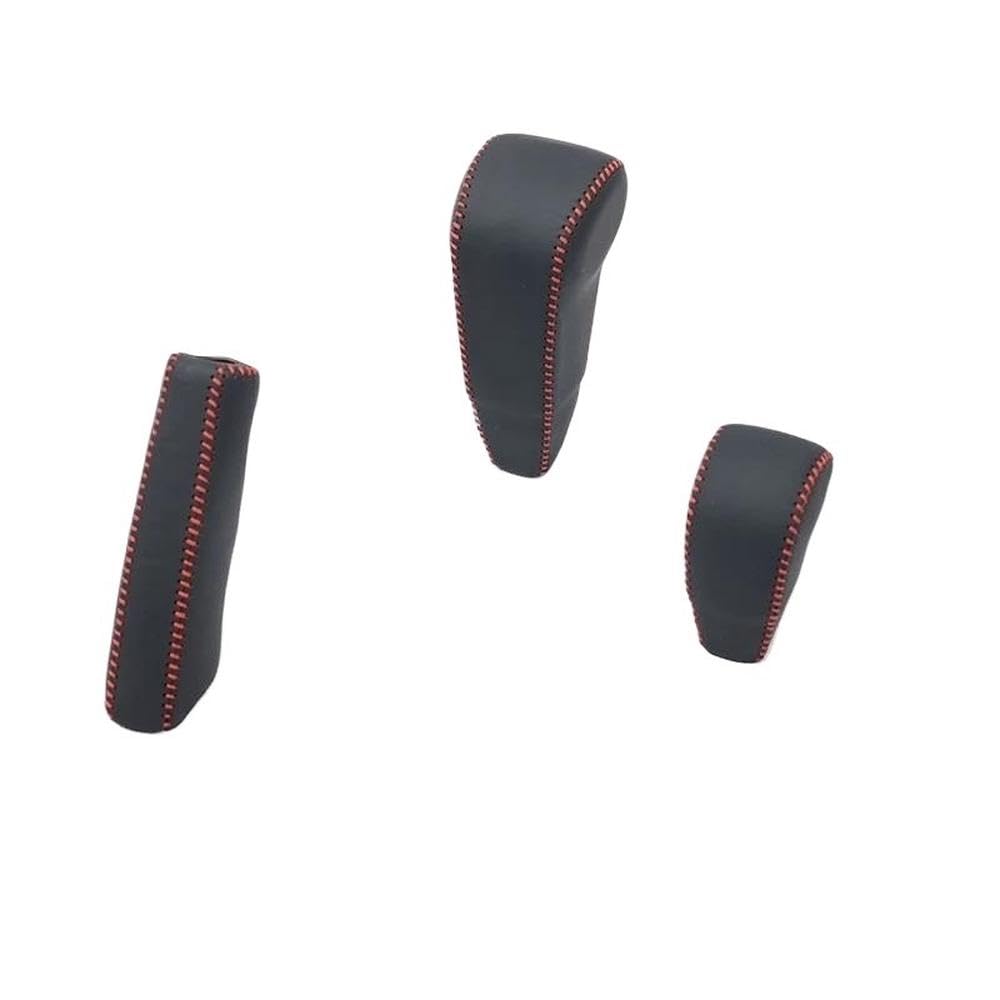 HYASDBWE for Mitsubishi Pajero V97 V87 V93 Automatic Gear Handbrake Leather Cover Leather Transfer Case Gear Lever Cover 4WD 3Pcs Gear Shifter Parts(Red)