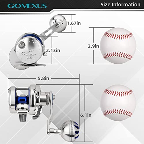 Gomexus Lx50 Lightweight Slow Jigging Reel Saltwater 7.1:1 Lever Drag Right Hand 60Lbs Salterwater Conventional Reel #TOP4