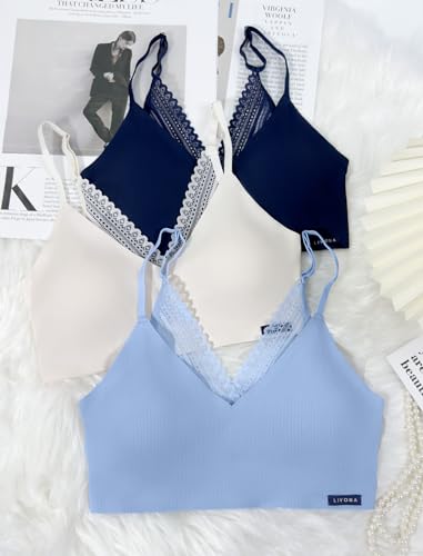 Image of Livona Wireless Bras for Women - Comfort Bralettes with Support Adjustable Seamless Sports Bras Lace Cami Crop S-XXL