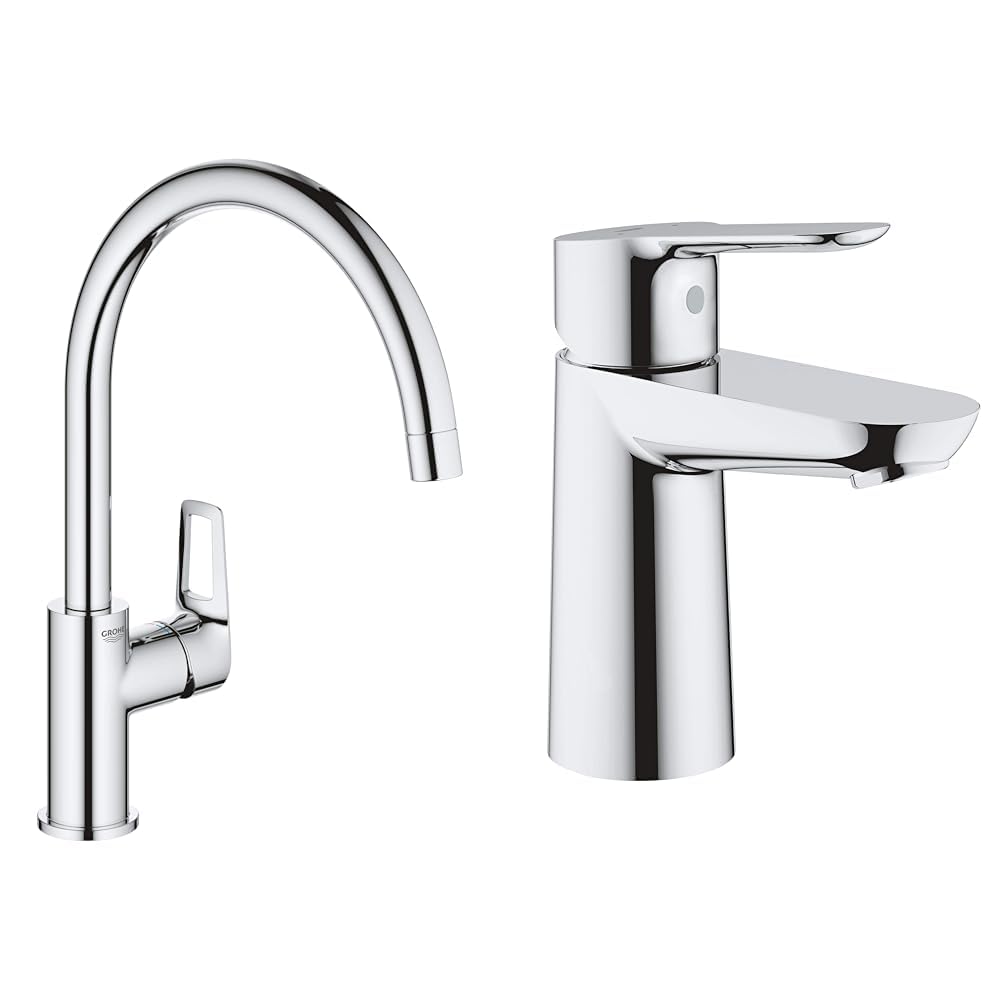 Mitigeur Evier Bec C Bauloop Grohe évite les éclaboussures avec le robinet lavabo S