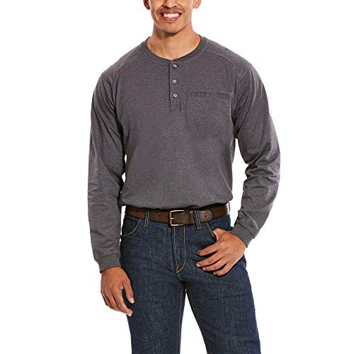 ARIAT Men's Fr Air Henley Long Sleeve Work Shirt Charcoal X-Large