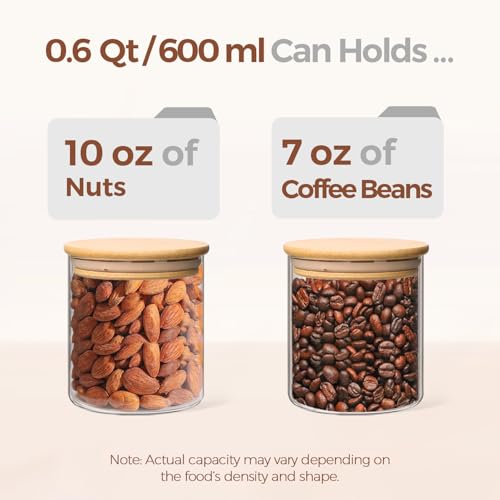 Image of ComSaf Glass Storage Containers with Lids 0.6 Qt, 9 Pack Small Glass Jars