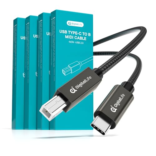 Câble MIDI USB B vers USB C en nylon tressé résistant pour interface audio et piano