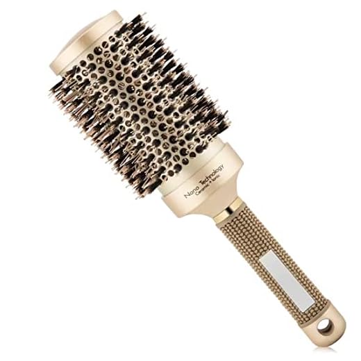 Round Brush for Blow Drying, Hair Brush With Boar Bristle, Nano Thermal Ceramic Barrel Ionic Tech Hair Brush, for Styling,Curling and Straightening (3.3 Inch, Barrel 2.1 Inch)