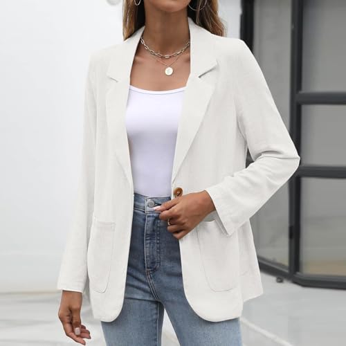 Womens Blazer Jacket Long Sleeve Open Front Work Suit Lapel Button Business Lightweight Fall Coat Dressy Shirt Cardigan3