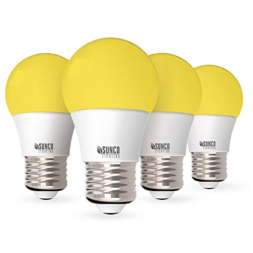 Sunco Lighting A15 LED Bulb,Yellow Bug Light, 8W, Dimmable, Bug Repellent/Bug Free, 2000K