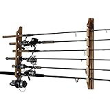 Rush Creek Creations 2-Piece 6 Fishing Rod Rack Storage Wall Mount - Easily Installed Fishing Pole Holder, Pine Finish, light wood (37-0019)