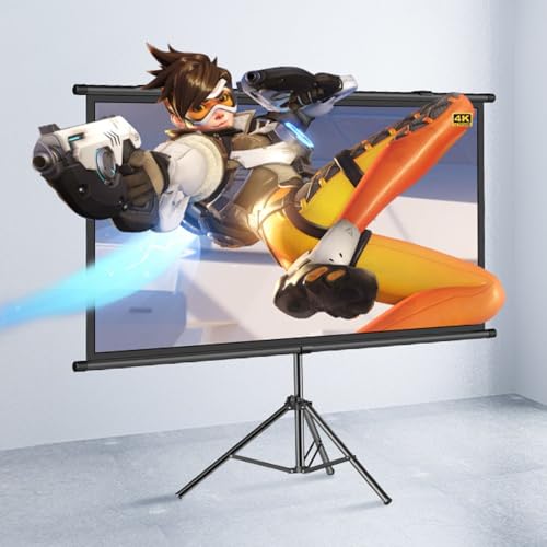 Schermo per proiettore Regolabile da 60 Pollici a 72 Pollici, Schermo per proiezione di Film Portatile con treppiede per scuole, riunioni, conferenze, Uso Interno ed Esterno (60 Pollici, 16: