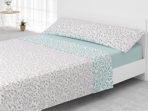 Liniva Home - Juego de Sábanas Coralina Estampada, térmica para Invierno - Modelo Cano (Aqua, 90)