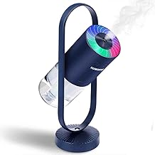 مرطب هواء محمول بالموجات فوق الصوتية برذاذ بارد 7 الوان اضاءة ليلية - 4 في 1 ازرق داكن