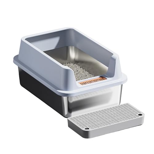 Arenero para gatos de acero inoxidable semi cerrado 25.59L x 12.99W x 11.81H miniatura 1
