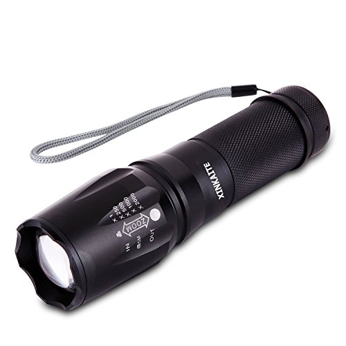 XINKAITE 5 Modes 2000 Lumen Zoomable Cree XM-L T6 LED Zoomable Flashlight, Water Resistant Adjustable Focus Tactical Torch