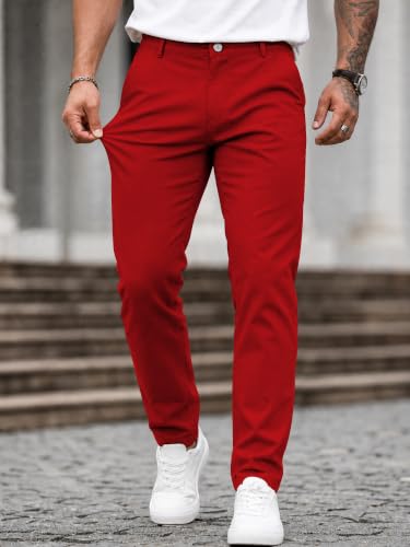 Image of HUNGSON Mens Chinos Dress Pants Slim Fit Stretch Business Casual Golf Work Slacks Trousers