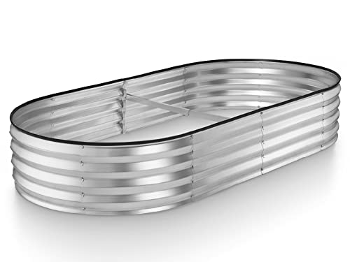 Galvanized Raised Garden Bed Outdoor // 6×3×1 Ft Planter Boxes Raised Beds For Outdoor Plants, Vegetables, Gardening // Large Metal Raised Garden Bed Kit (Silver) // Patent Pending Tool-Free Assembly #TOP5