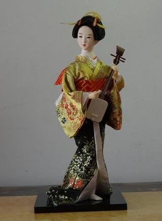 30cm Japanese Geisha Silk furnishings Kimono Kabuki Doll Ladies Decor furnishings Japanese Silk Handicraft Decoration Figure (Clear,30cm)