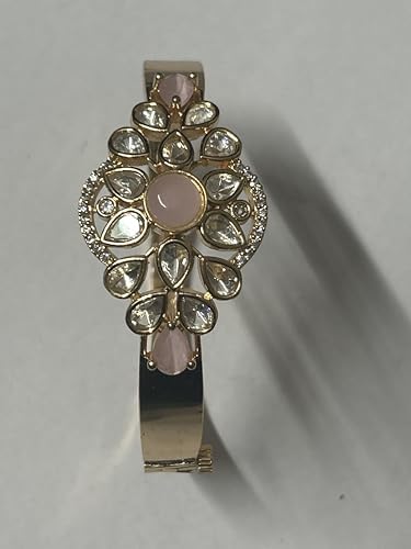 Image of A Gold-Coated Bracelet with Pink Stones