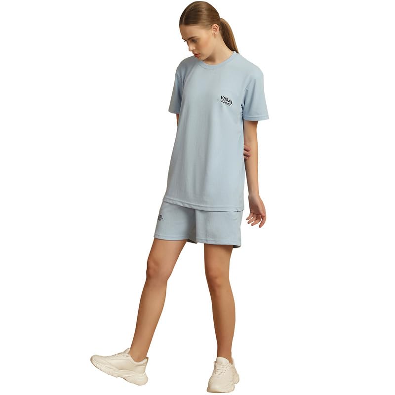 Image of Mack Jonney Solid Polyester Lycra Half sleeves Co-ord Set Trackuit For Women-P