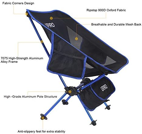 URPRO Outdoor Ultralight Portable Folding Chairs with Carry Bag Heavy Duty 145kgs Capacity Collapsible Chair Camping Folding Chairs Beach Chairs