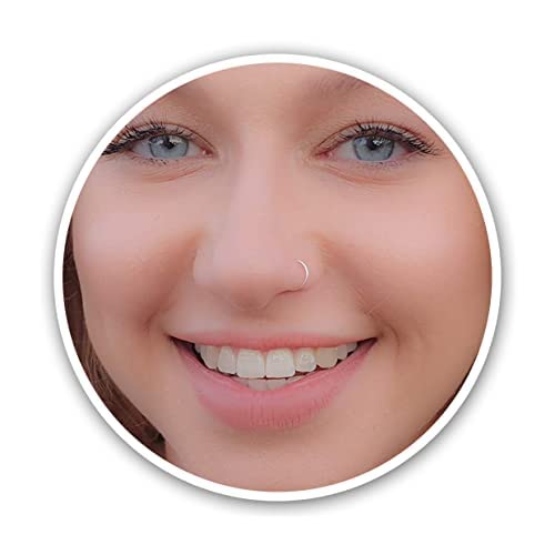 2er Set Fake Nasenpiercing – Clip-On Fake Nose Ring 20G – Nasenring Fake aus 925 Sterling Silber & 14K Gold – Falscher Piercing Nase – Kein Loch nötig – Nasenschmuck Damen