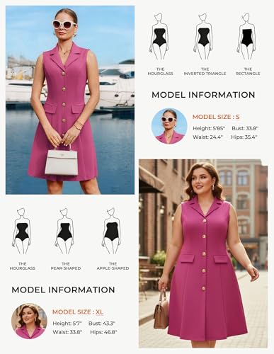 Image of GRACE KARIN Work Dresses for Women 2026 Sleeveless Button Business Midi Dress Notch Lapel V Neck Formal Office A Line Dresses