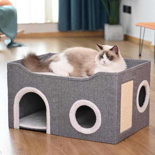 Casinha Cama Dobrável Portátil Cães Gatos Arranhador Bolinha