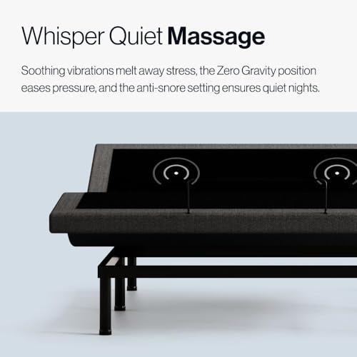 Image of Adjustable Comfort Upholstered Premium Adjustable Base with Upgraded Motors, Massage, Wireless Remote, USB Port-Ergonomic Head and Foot Inclines, Queen