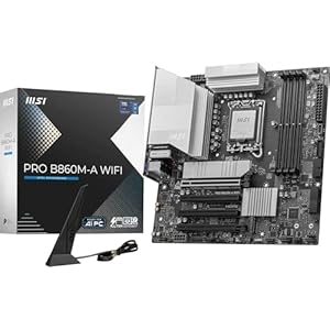 MSI PRO B860M-A WiFi Motherboard, mATX – Soporta procesadores Intel Core Ultra (Serie 2), LGA 1851-12 DRPS, DDR5 Memory Boost (8600+ MT/s OC), PCIe 5.0 x16 y 4.0 x16, M.2 Gen5, Wi-Fi 7, LAN 5G