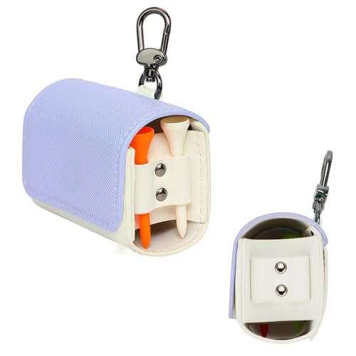 wosofe Golf Ball Pouch Waist Bag with Tee Storage Hook Clip Carry Practical Portable Premium PU purple color