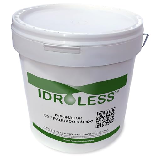 Mortero Taponador de Secado Ultra Rápido (5kg) - Para taponar fugas de agua en muros, paredes, suelos. Fraguado casi inmediato - Idroless