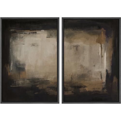 SIGNFORD Framed Canvas Print Wall Art Set Neutral Black and
