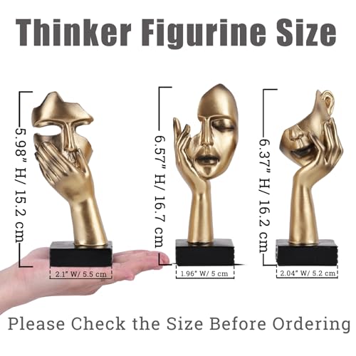 oliruim 3 PCS Thinker Statue, Golden Black Abstract Art Sculpture Modern Home Decoration Desktop Decoration Christmas New Year Gift - Image 4