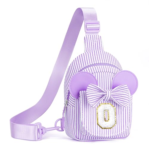 Image of Gifts for Girls Kids, Initial Purple Small Crossbody Bag Sling Bag for Girl Kid Gift for Sister Daughter Birthday Gift Letter Belt Bags for Girl Kids Birthday Gifts (Purple O)