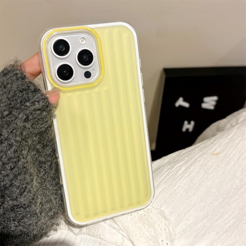 Coque translucide iPhone 15 Pro Max jaune mat à rayures