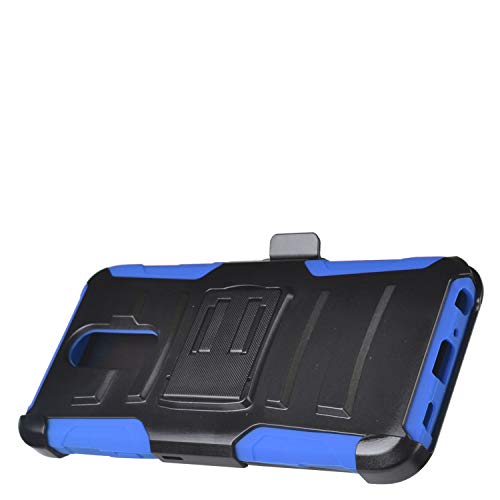 Z-Gen - Lg K40 /X420 - Hybrid Armor Phone Case W/Stand/Belt Clip Holster + Tempered Glass Screen Protector - Cv1 Blue #TOP2