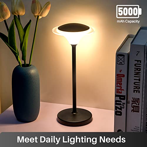 Seihoae Cordless Table Lamps, 5200mAh Rechargeable Table Lamp, Metal Body, IP54 Waterproof, with Touch Dimming 4 Level - Image 3