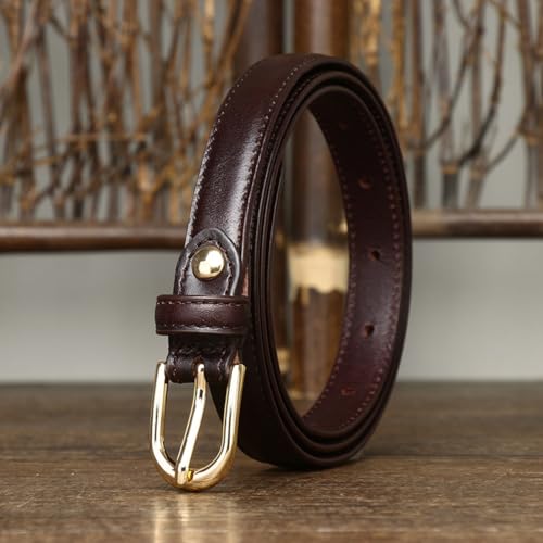 Women 1.8cm Skinny Stitching Leather Belts for Jeans Dress Pants Fashion Ladies Thin Waist Strap with Gold Buckle4