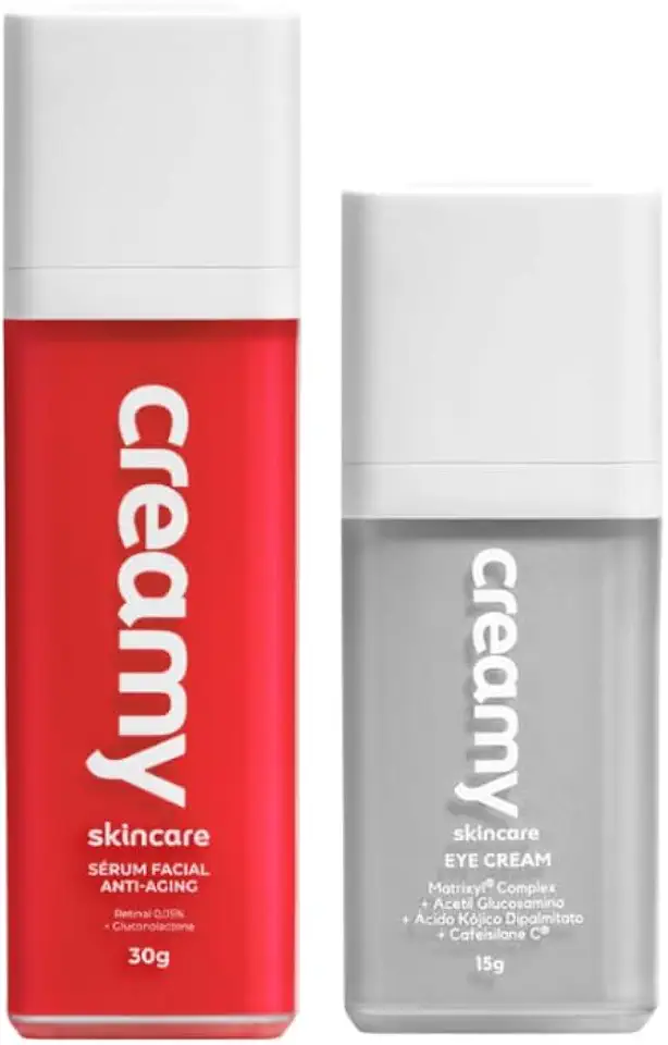 Kit Creamy Skincare Sérum Facial Anti-Idade Retinal 30g + Creme Antirrugas Clareador Eye Cream 15g (2 produtos)