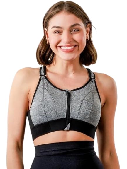 Sports Bra With Adjustable Velcro Straps Plain Front Closure