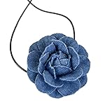 Collar De Collar De Flor Camelia Azul Collar Con Correa Larga De Temperamento Gargantilla Vintage Collar De Cadena Con Clavícula Collar De Collar De Flor Camelia Azul Para Niñas, Small