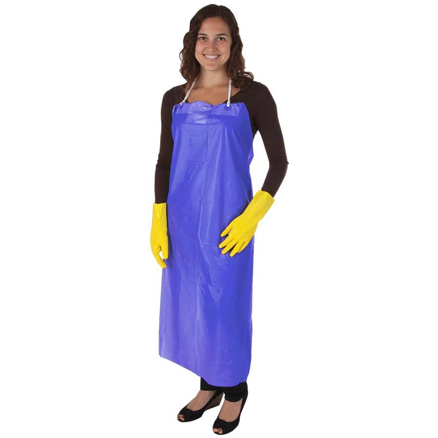 Liberty DuraWear Vinyl Apron with Adjustable Ties, 35" Width x 45" Height x 6 mil Thick, Blue (Case of 12)