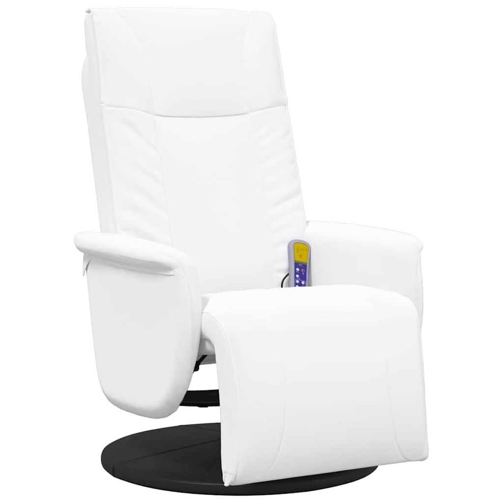 vidaXL Massage Recliner Chair with Footrest, Reclining Chair Sofa for Elderly, Wingback Chair for Living Room, Sofa, Modern Style, White Faux Leather