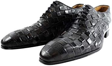 Ivan Troy Zan Men’s Dress Shoes/Square Print Shoes/Italian Men’s Shoes/Men’s Leather Dress Shoes/Italian Oxford Shoes/ (Black, Numeric_13) | Image 1