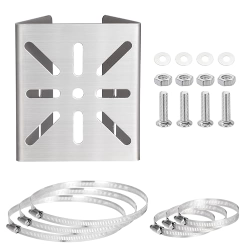 Hoowen Stainless Steel Camera Pole Mount Bracket Outdoor, Universal Security Cameras Brackets with Adjustable Clamps, Sturdy Mounting Adapter for PTZ Dome, CCTV Surveillance Cam, Solar Panels