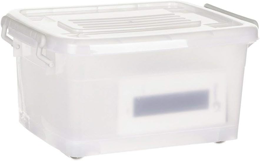 NOW & ZEN 15 Litre Large Plastic Multipurpose Stackable Storage Box with Lid, Handles, & Wheels | Dimensions: (LxWxH): (40 x 30 x 21) CM, Semi-Transparent