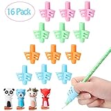 R HORSE Pencil Grips for Handwriting Aid, Silicone Posture Correction Training Tool with Cute Pen Nib, Writing Assisted Grip Set for Preschool Children Kids (16 Pack)