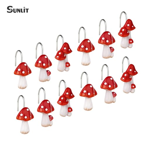 Crochets de rideau de douche champignon à suspension fluide lot de 12 - 5