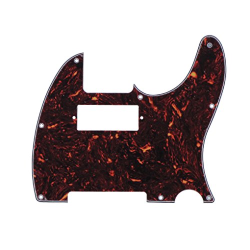 IKN 8 Hole Tele Mini Humbucker Pickguard with Screws Fit USA/Mexican Fender Telecaster Humbucker Pickguard Replacement, 4Ply Brown Tortoise 